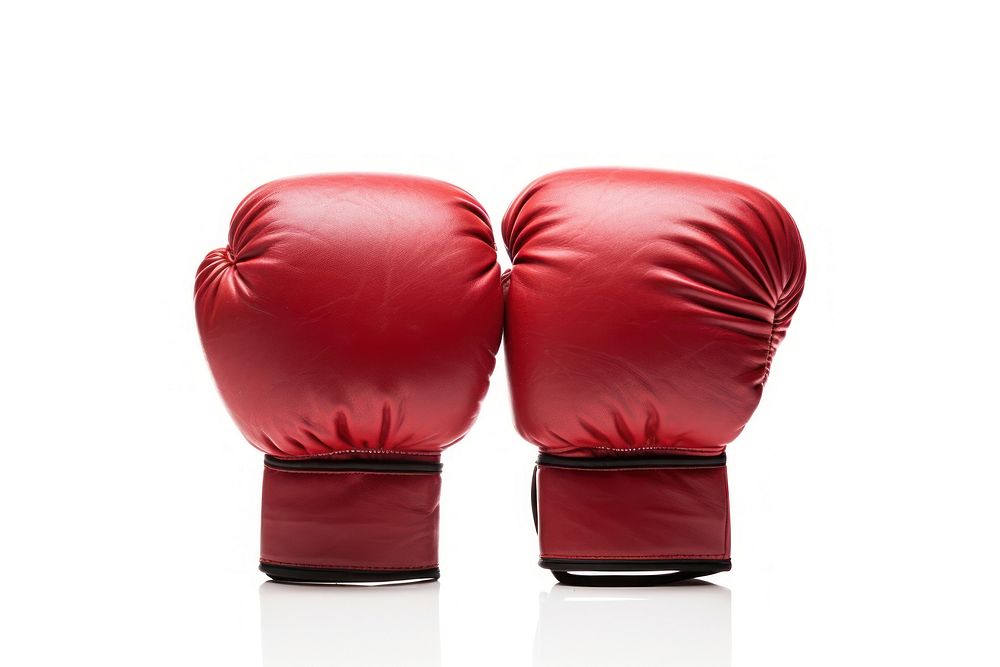 A Pair of red leather boxing gloves white background protection aggression. AI generated Image by rawpixel.