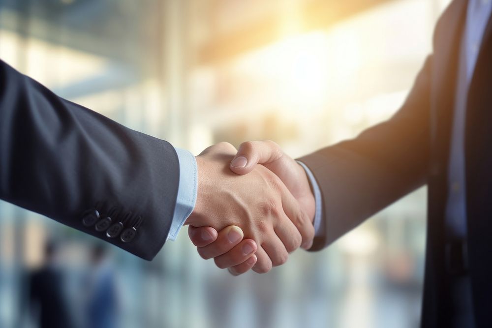 Businessmen making handshake with partner greeting agreement success. AI generated Image by rawpixel.