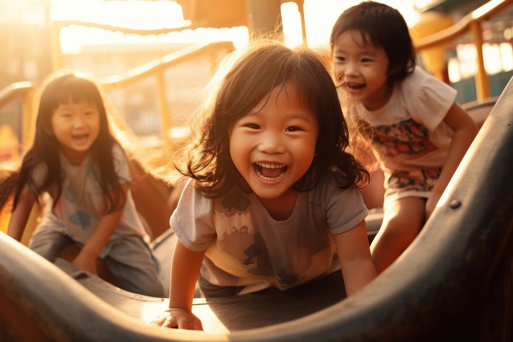 Kids playing in playground child happy cute. AI generated Image by rawpixel.