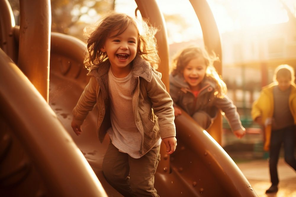 Kids playing in playground outdoors child adult. AI generated Image by rawpixel.