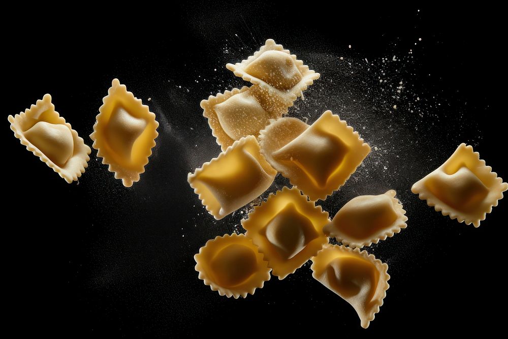 Ravioli pasta pieces falling ravioli food freshness. AI generated Image by rawpixel.