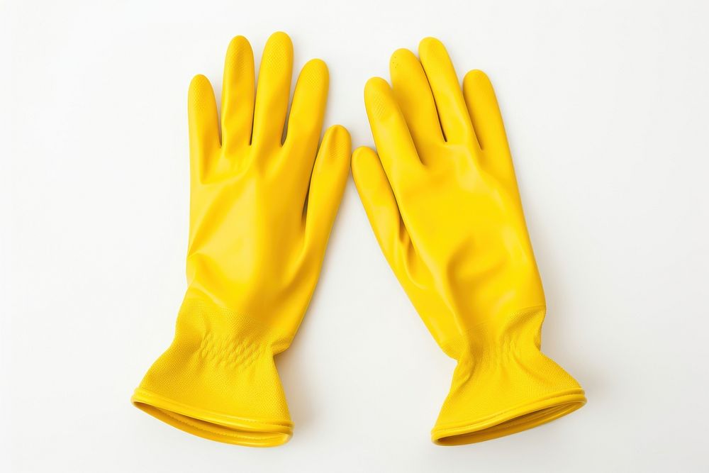 Yellow rubber gloves yellow white background protection. AI generated Image by rawpixel.