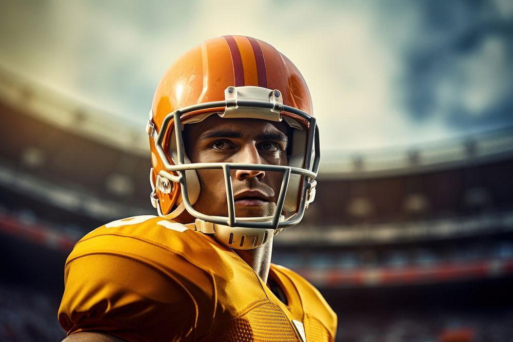 American football athlete helmet sports. AI generated Image by rawpixel.