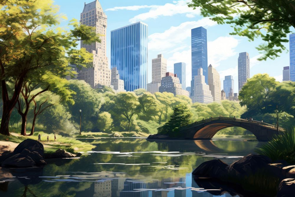 Central park architecture landscape cityscape. AI generated Image by rawpixel.