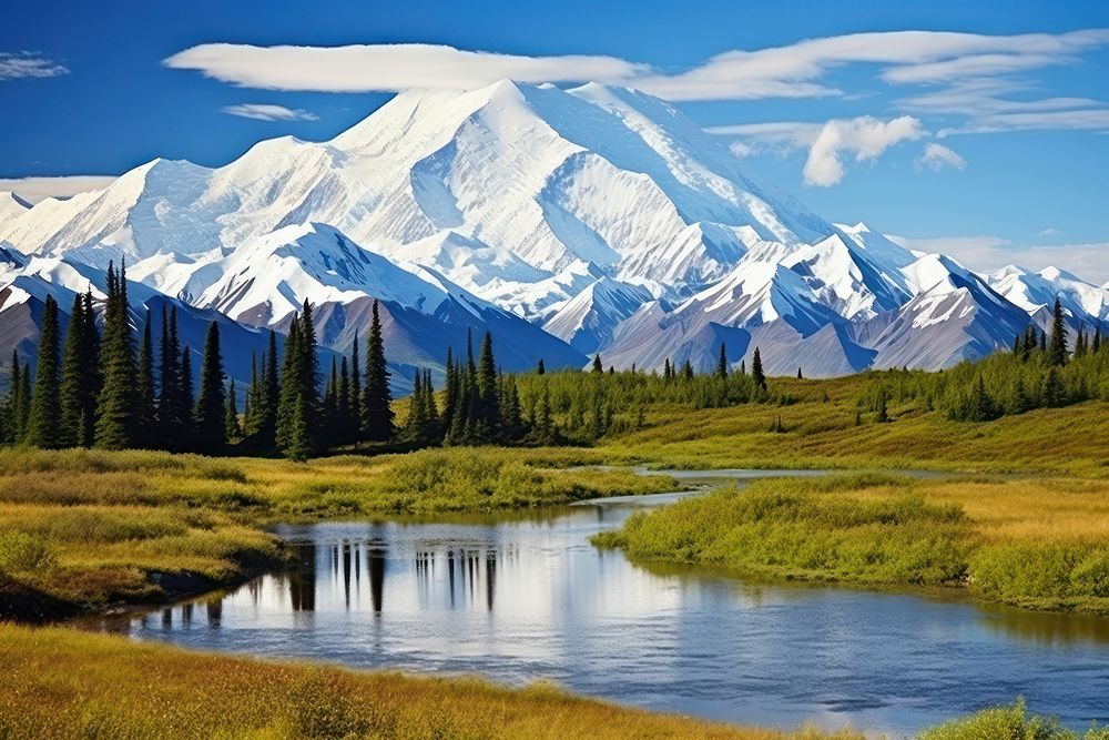 Alaska wilderness landscape panoramic. AI generated Image by rawpixel.