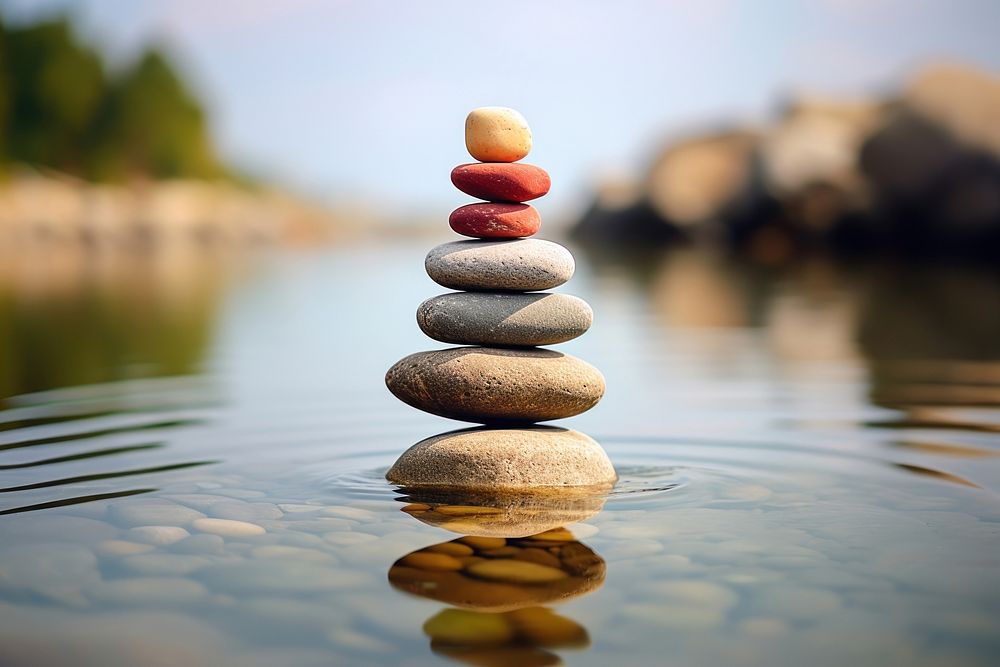 Spirituality healing stones stones Stacking outdoors pebble tranquility. AI generated Image by rawpixel.