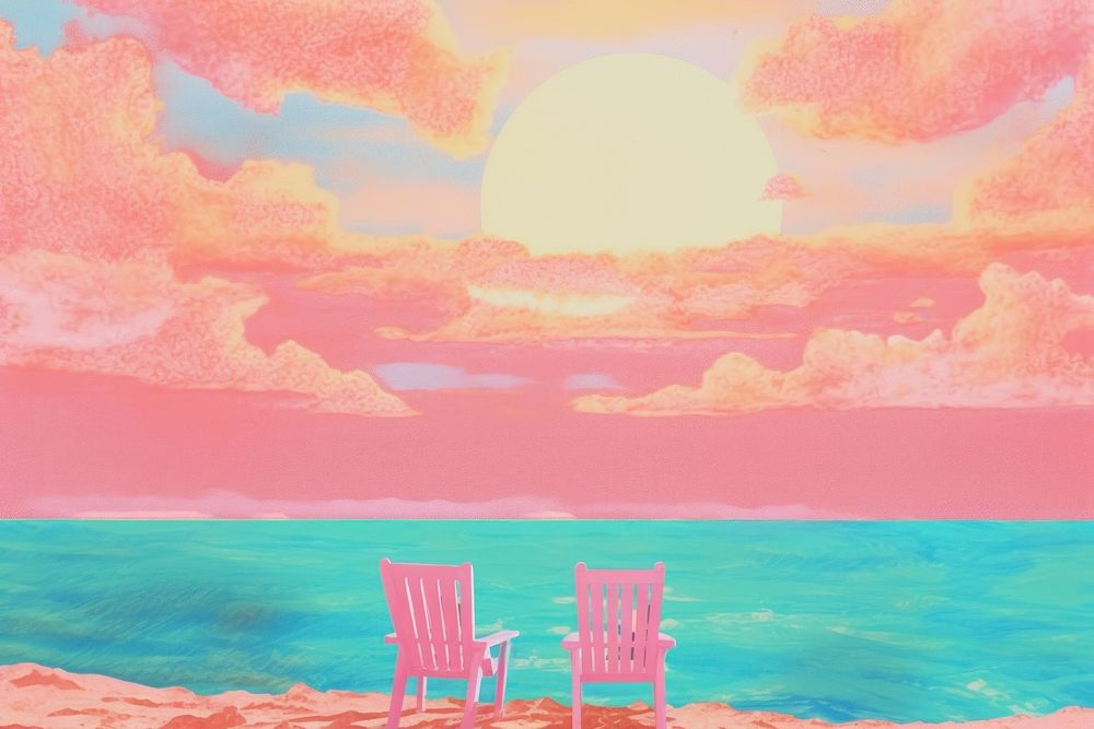 Summer theme beach chair outdoors. AI generated Image by rawpixel.