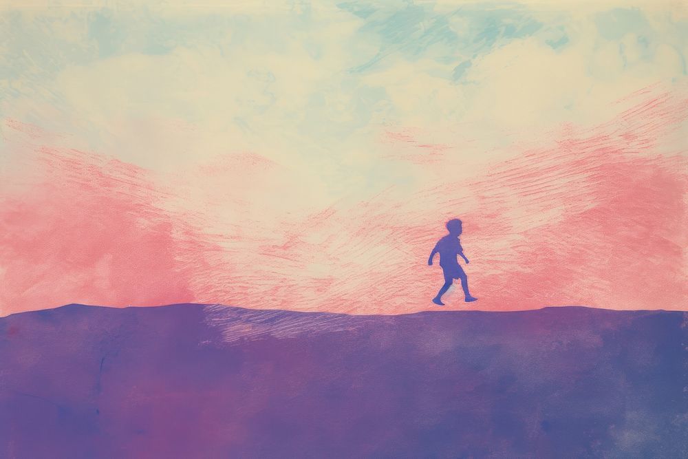 Boy running painting outdoors walking. AI generated Image by rawpixel.