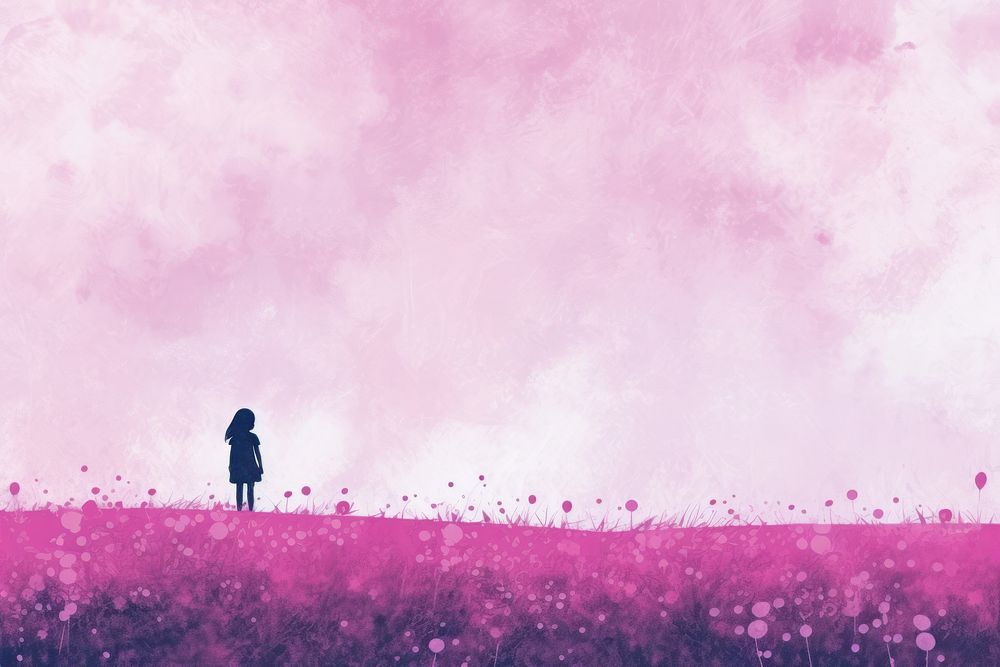 Girl and flower silhouette landscape outdoors. AI generated Image by rawpixel.