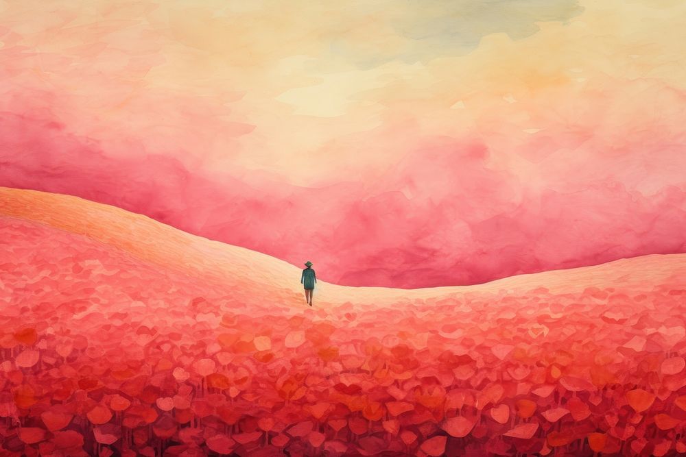 Girl and tulip art backgrounds landscape. AI generated Image by rawpixel.