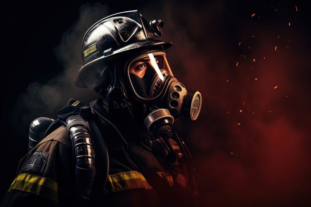 Firefighter helmet adult smoke. AI generated Image by rawpixel.