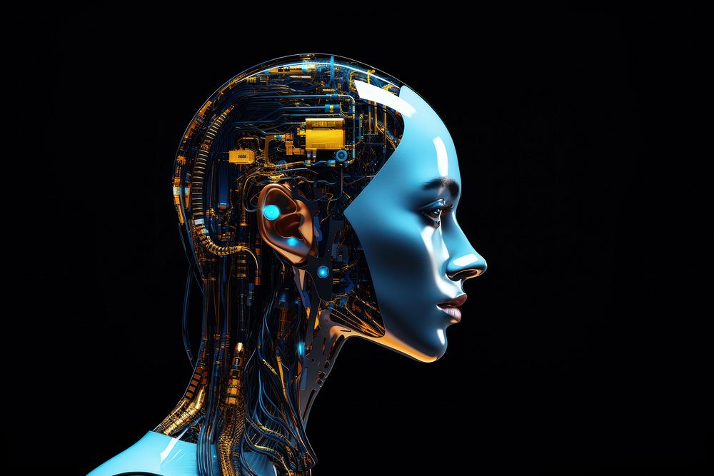 Humanoid head technology futuristic robot. AI generated Image by rawpixel.