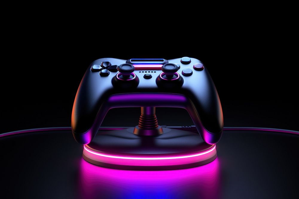Gaming joystick black illuminated electronics. AI generated Image by rawpixel.