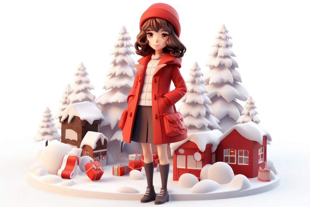 Christmas anime cute snow. AI generated Image by rawpixel.