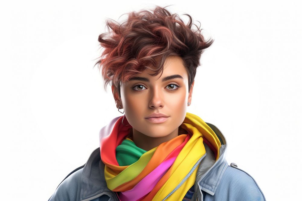 Lgbtq portrait scarf white background. AI generated Image by rawpixel.