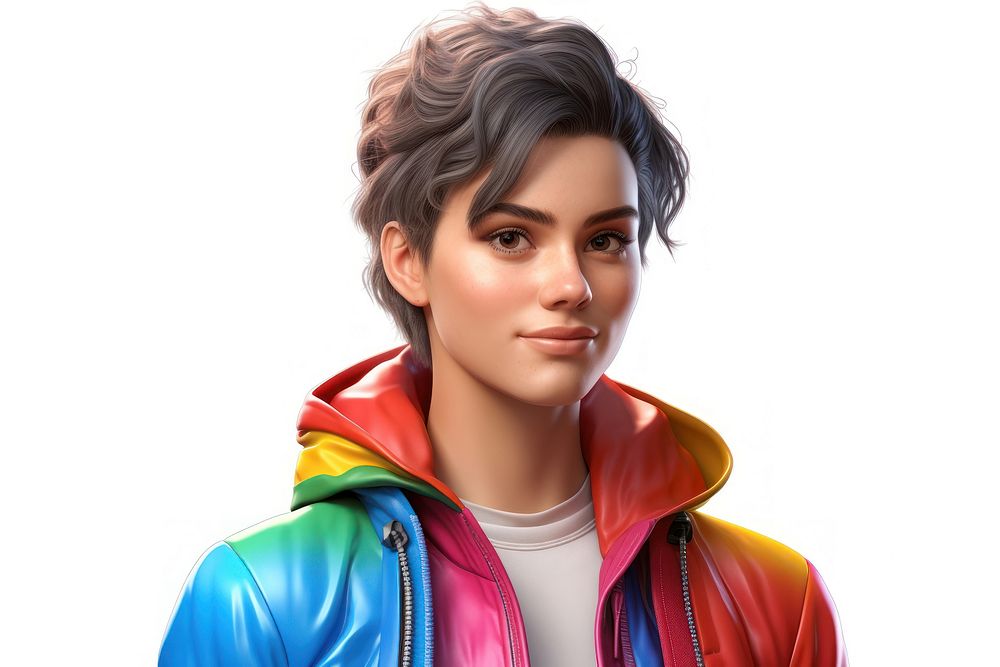 Lgbtq portrait jacket female. AI generated Image by rawpixel.