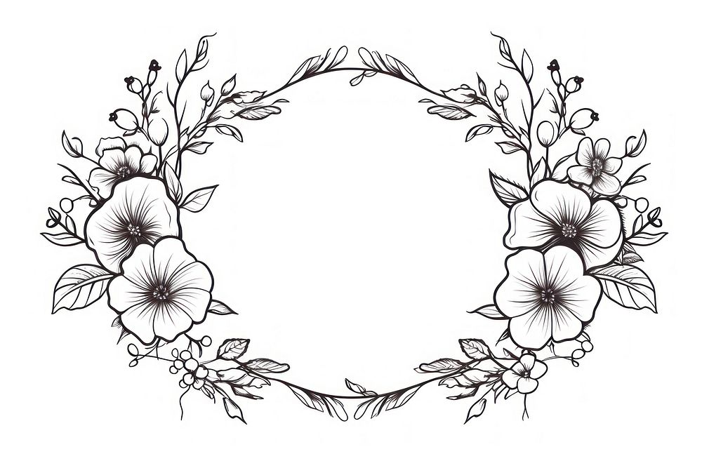 Flower wreath pattern drawing sketch. AI generated Image by rawpixel.