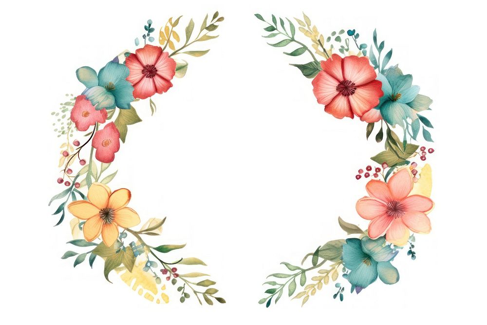 Flower wreath pattern plant white background. AI generated Image by rawpixel.