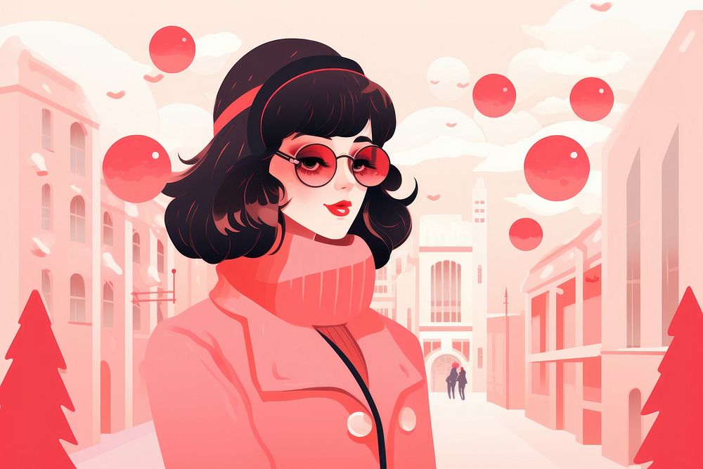 Christmas drawing adult woman. AI generated Image by rawpixel.