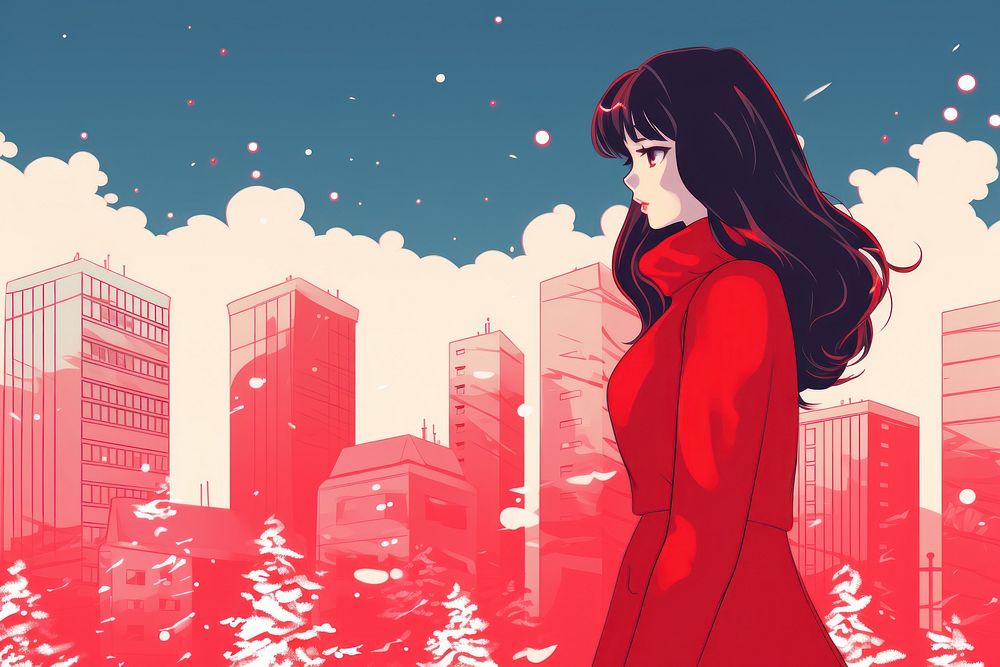 Christmas anime adult woman. AI generated Image by rawpixel.