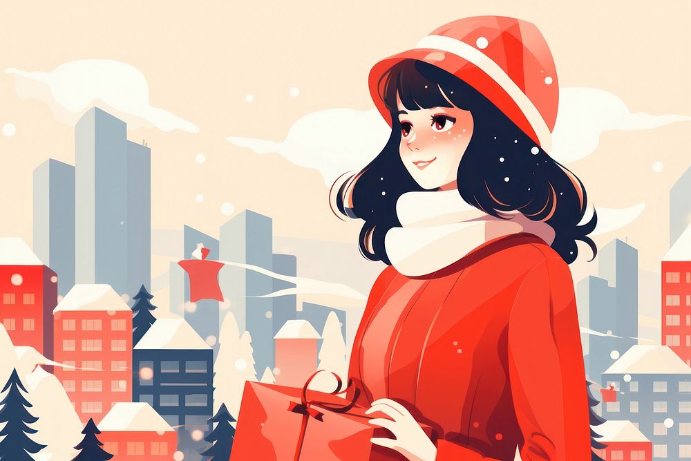 Christmas adult woman city. AI generated Image by rawpixel.