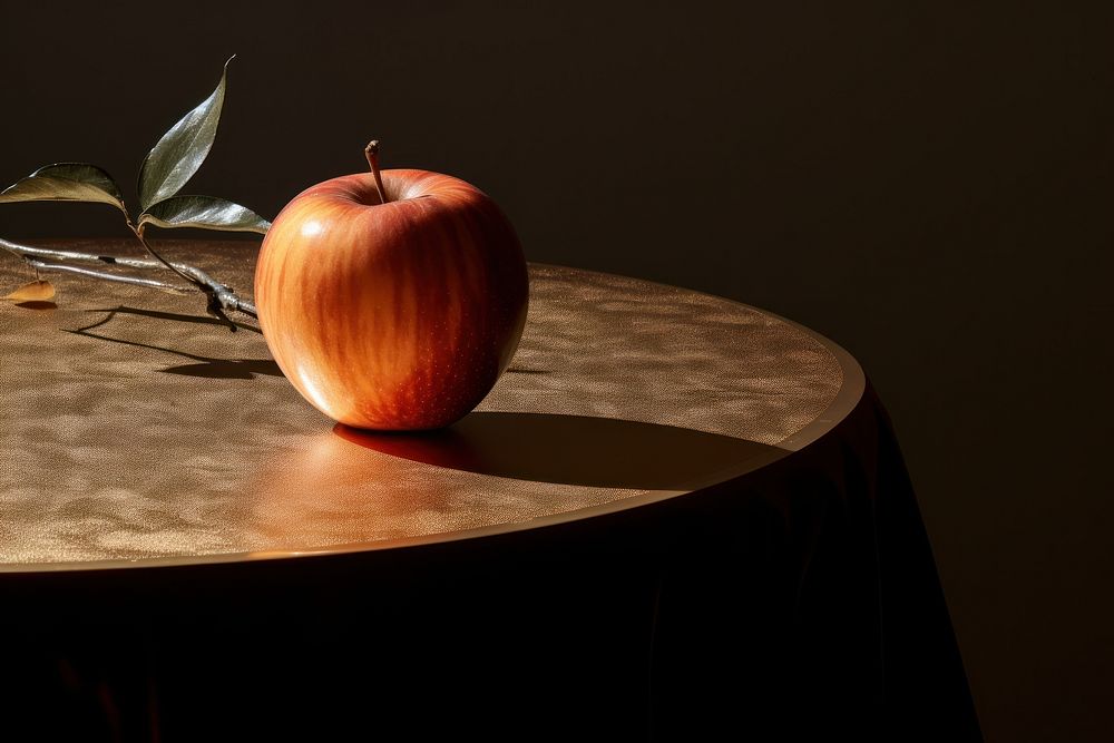 Apple table furniture fruit. AI generated Image by rawpixel.