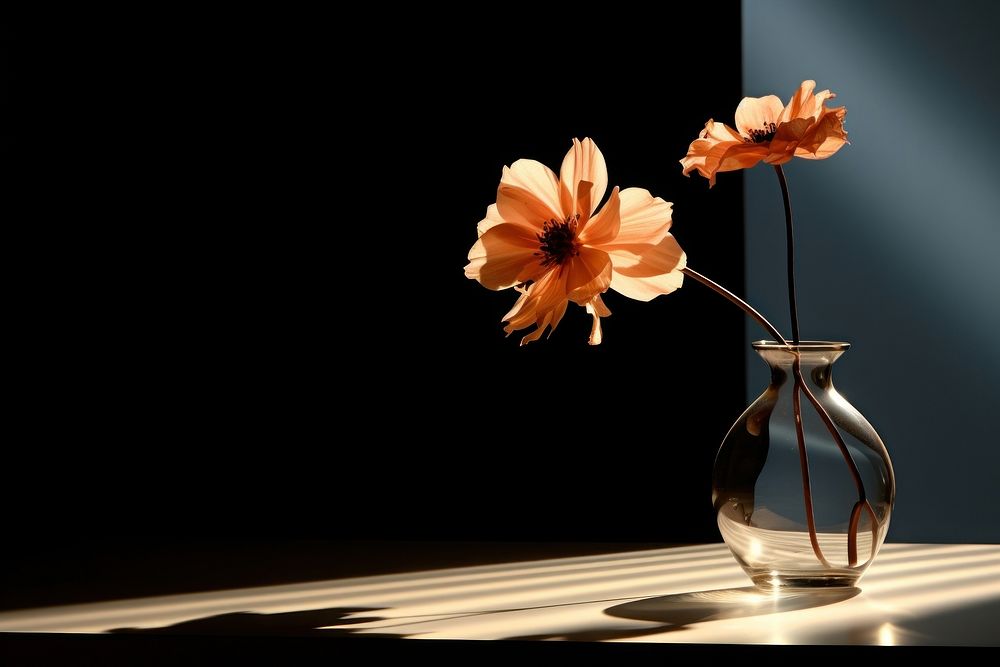 Flower in vase shadow light petal. AI generated Image by rawpixel.