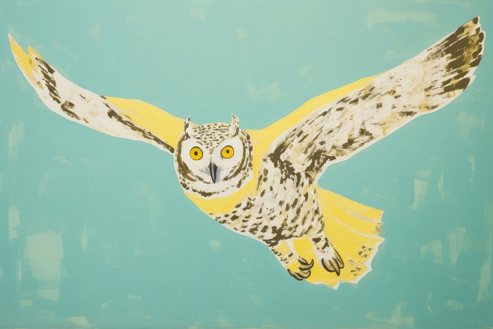 Owl painting animal flying. AI generated Image by rawpixel.