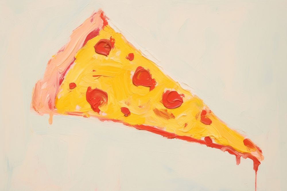 A piece of pizza food freshness painting. 