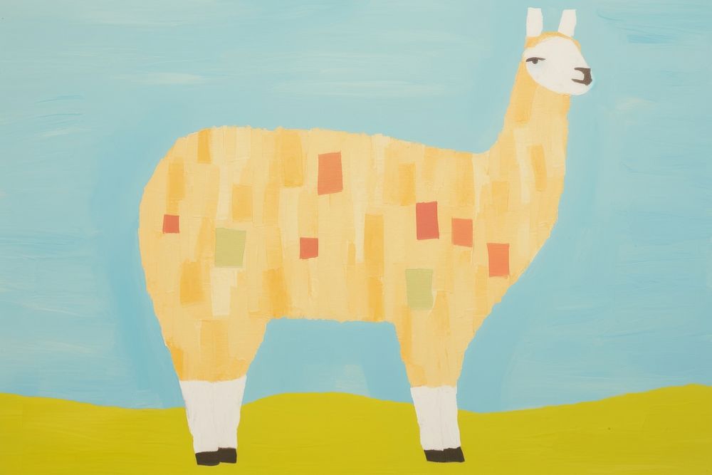 Alpaca livestock painting animal. AI generated Image by rawpixel.