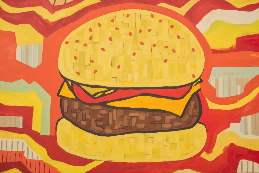 Burger backgrounds painting food. AI generated Image by rawpixel.
