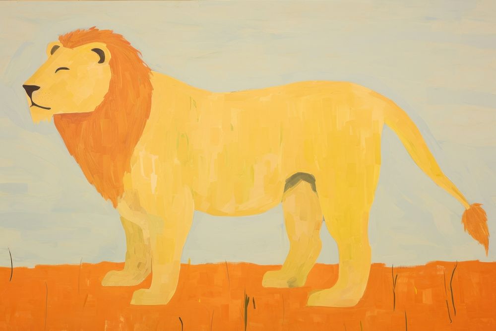 Lion painting animal mammal. AI generated Image by rawpixel.