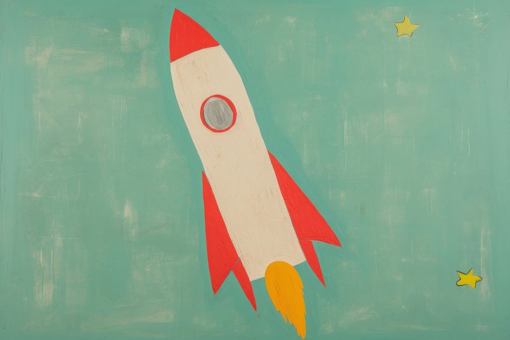 Rocket in space painting art creativity. AI generated Image by rawpixel.