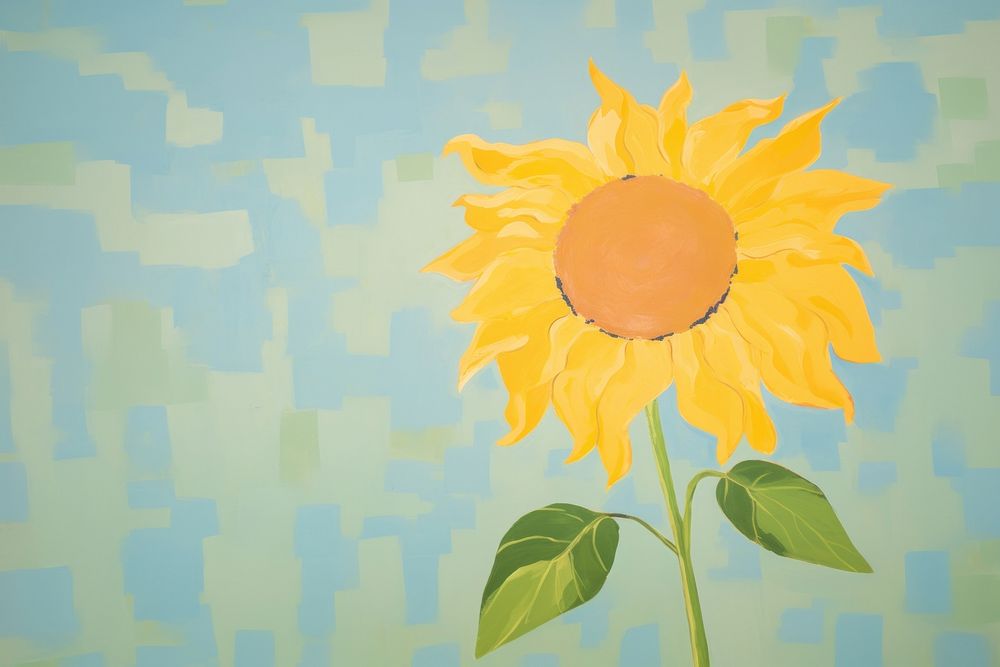 Sunflower backgrounds painting plant. AI generated Image by rawpixel.