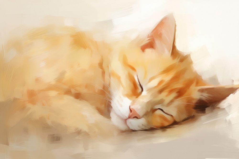 Sleeping cat animal mammal kitten. AI generated Image by rawpixel.