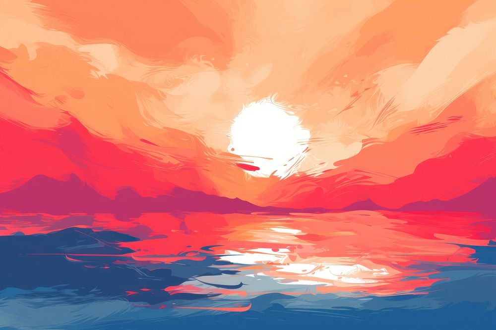 Sunset sunlight abstract painting. AI generated Image by rawpixel.