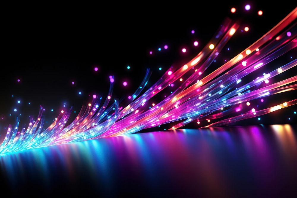 Abstract glowing digital data cables lighting purple night. AI generated Image by rawpixel.