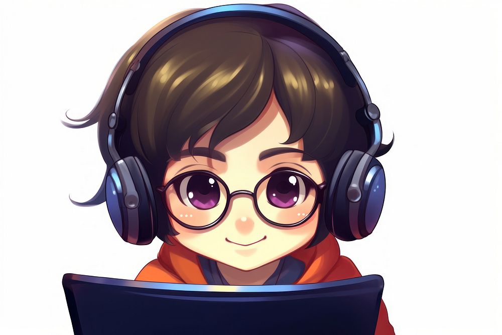 Asian woman gamer glasses anime electronics. AI generated Image by rawpixel.