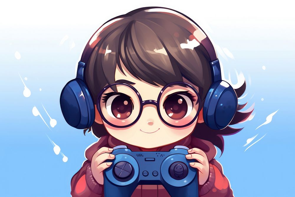 Gaming glasses holding anime. AI generated Image by rawpixel.