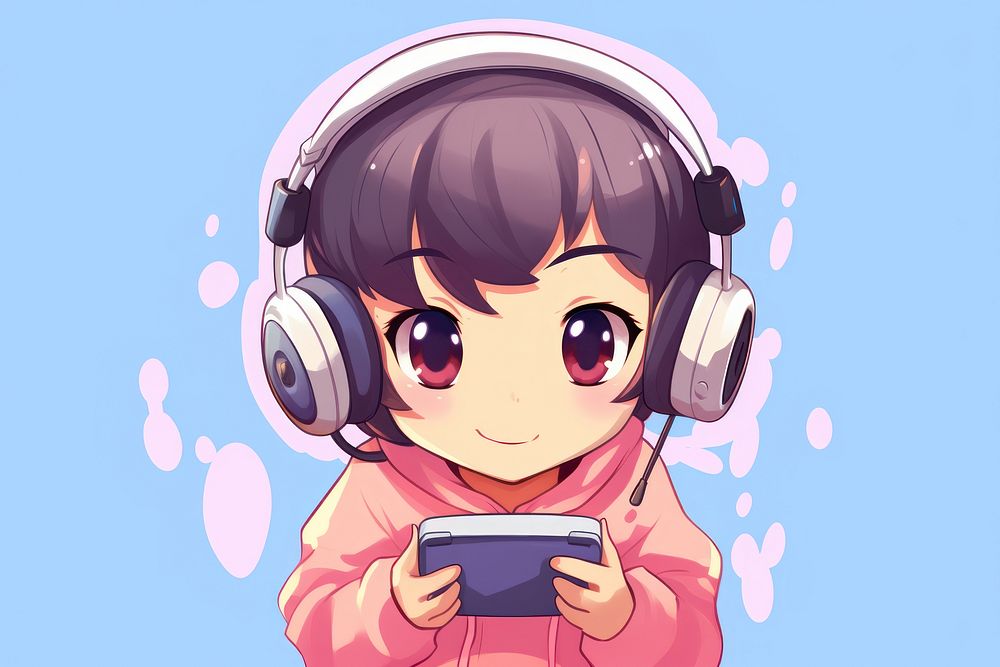 Gaming anime headphones headset. AI generated Image by rawpixel.