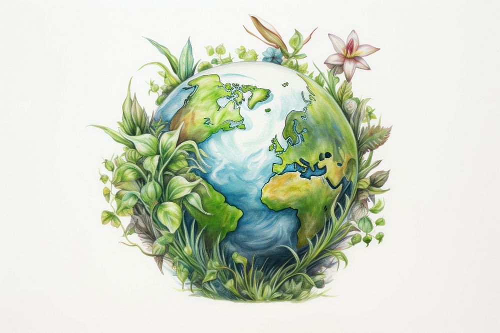 Planet globe plant art creativity. AI generated Image by rawpixel.