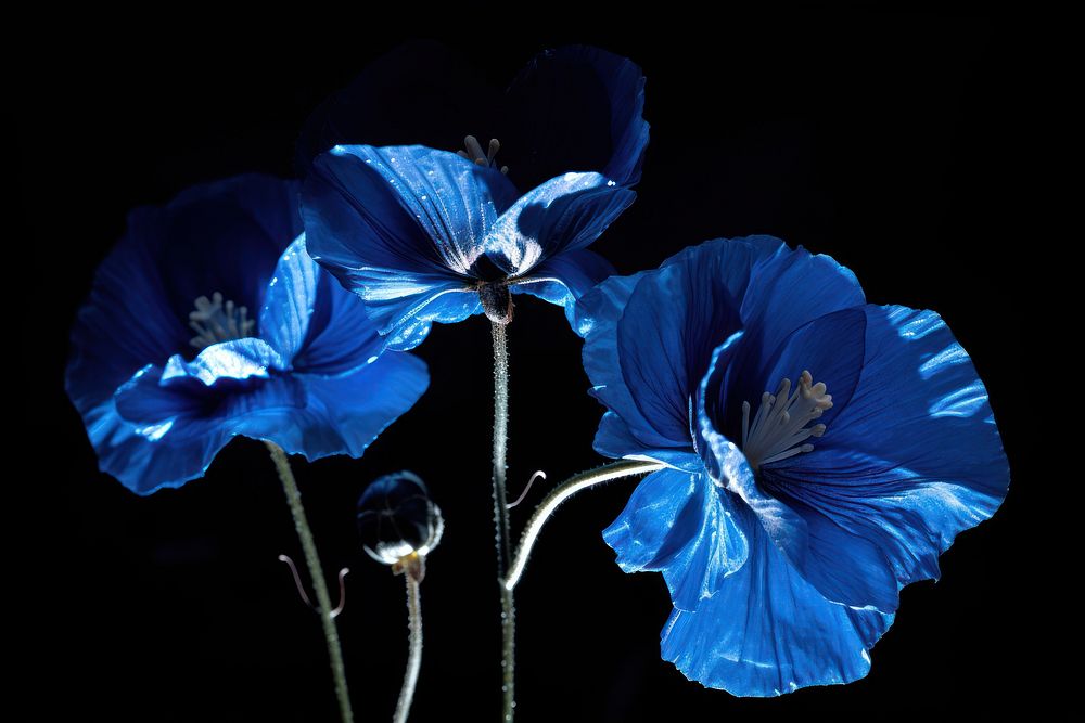 Blue light flower petal plant. AI generated Image by rawpixel.