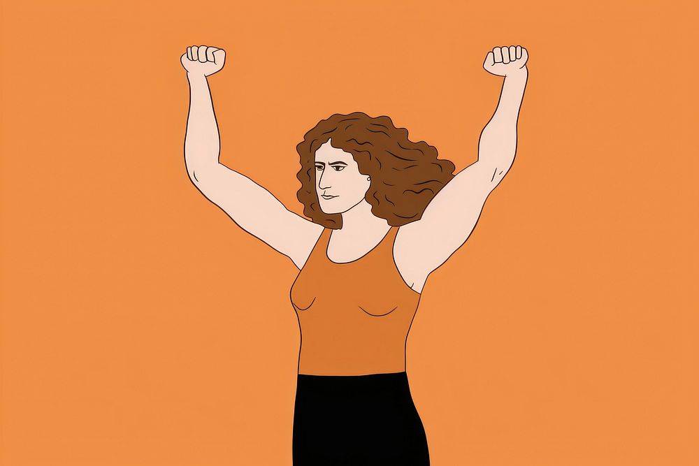 Woman flexing muscle cartoon adult flexing muscles. AI generated Image by rawpixel.