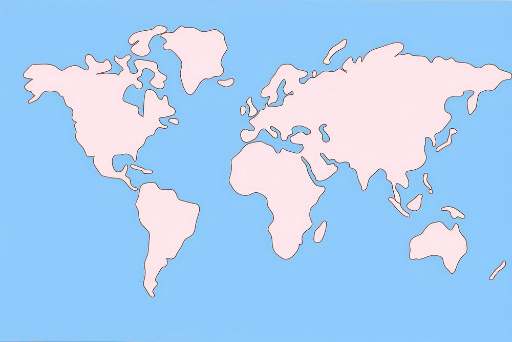 World map cartoon diagram line. AI generated Image by rawpixel.
