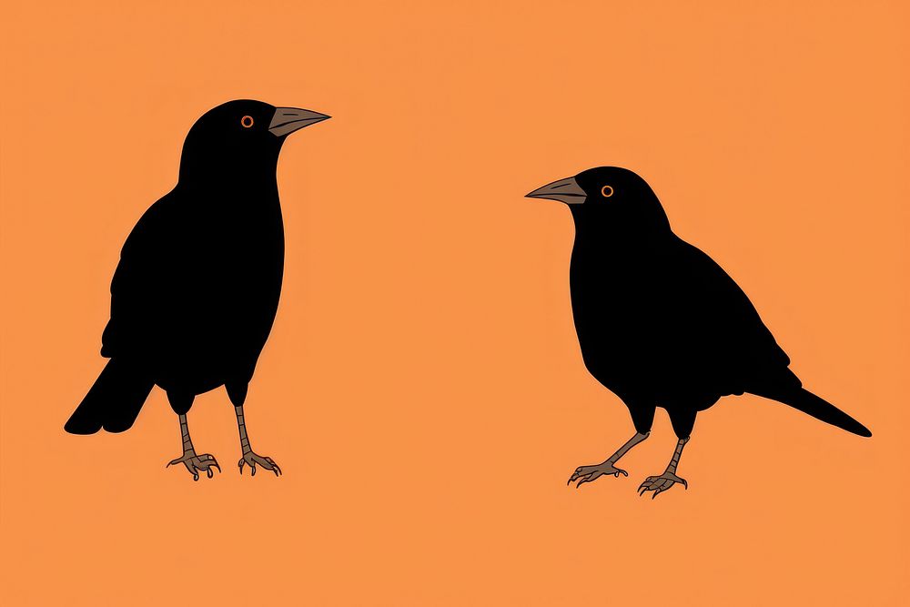 Bird silhouette blackbird cartoon. AI generated Image by rawpixel.