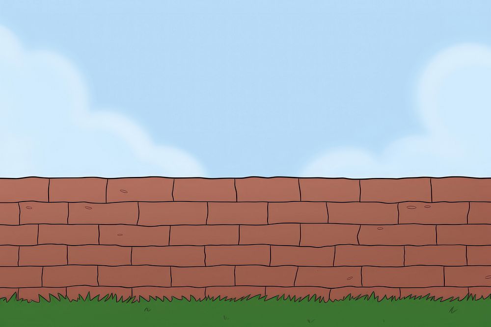 Brick wall architecture cartoon line.