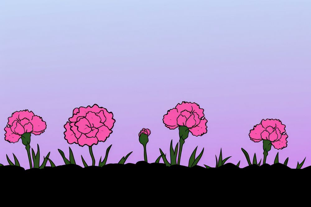 Carnation cartoon flower purple. AI generated Image by rawpixel.