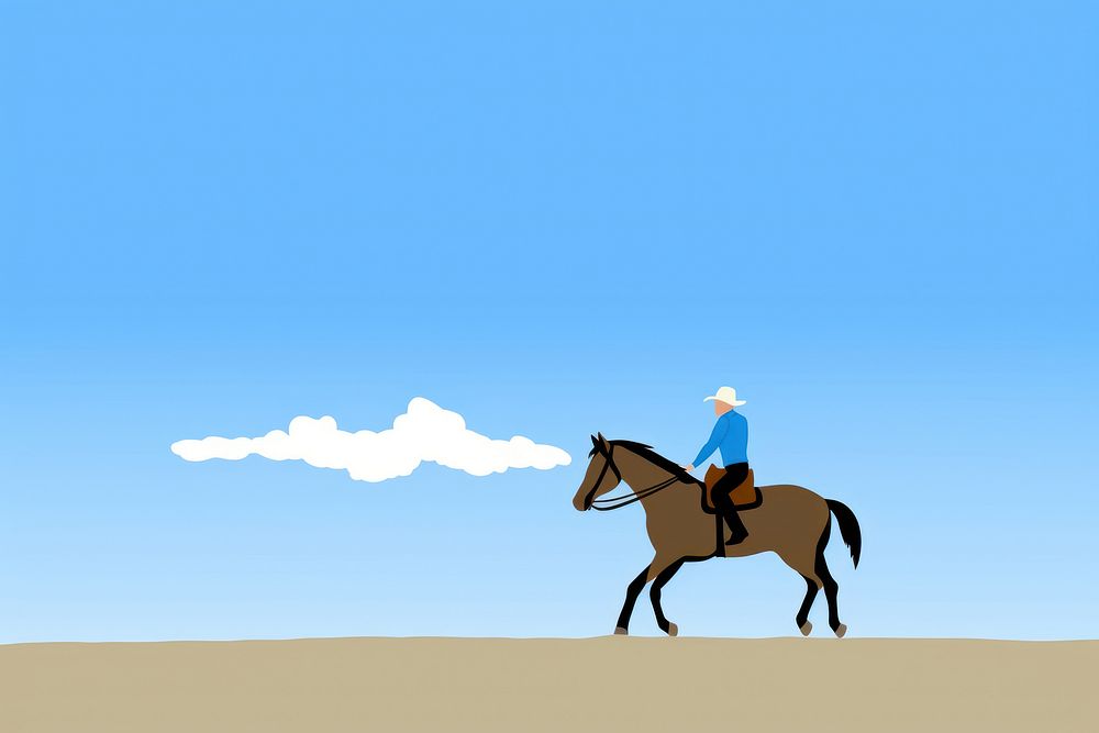 Cowboy riding horse cartoon mammal animal. AI generated Image by rawpixel.