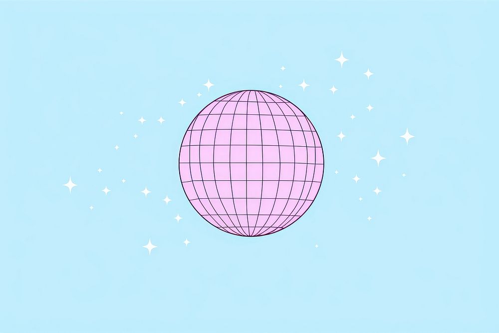 Disco ball cartoon sphere space. AI generated Image by rawpixel.
