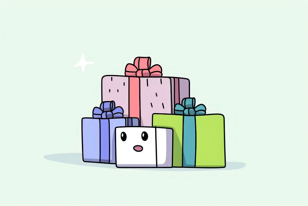 Gift cartoon line celebration. AI generated Image by rawpixel.
